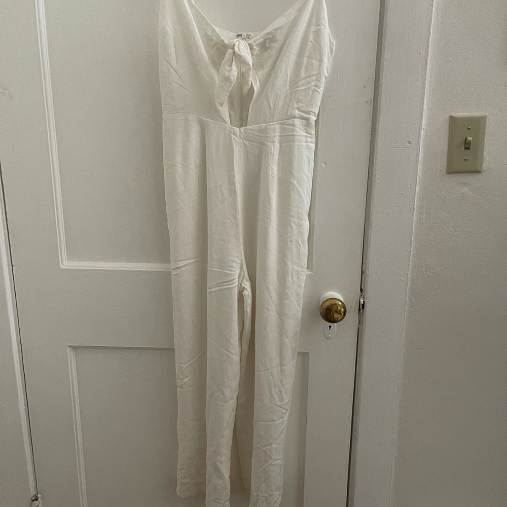 Tobi Tie Front White Jumpsuit